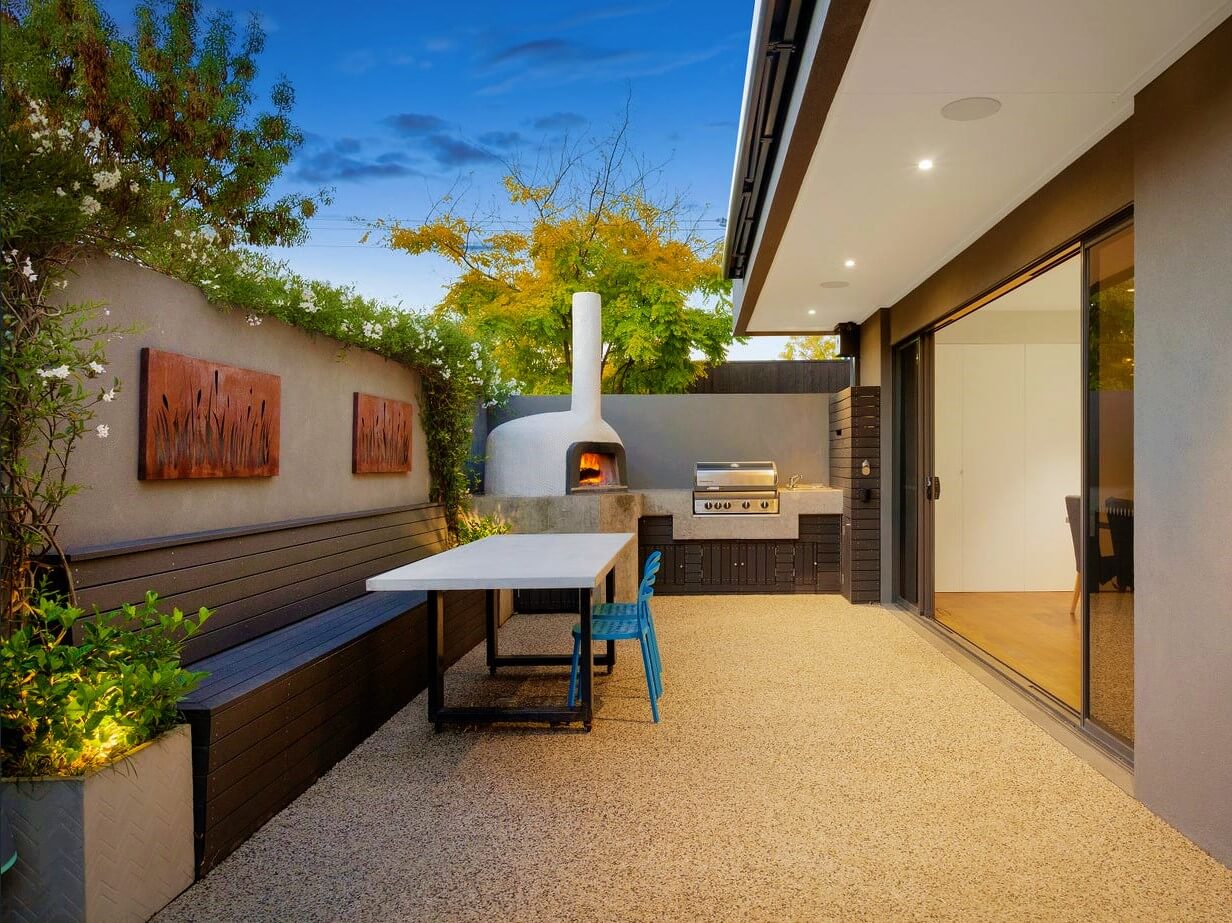 Enjoy an entertainer’s yard with inclusions like a pizza oven.