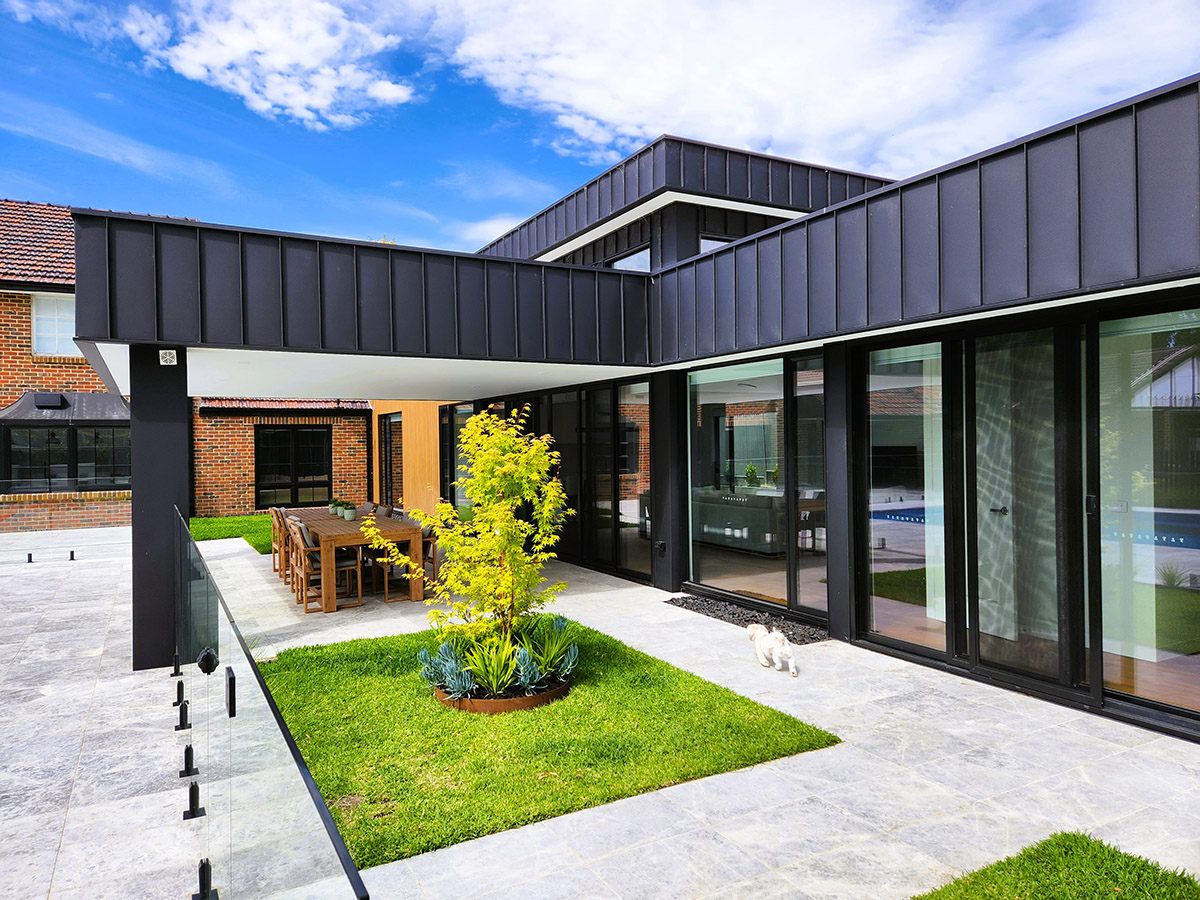 A rear house extension to the Tudor-style home